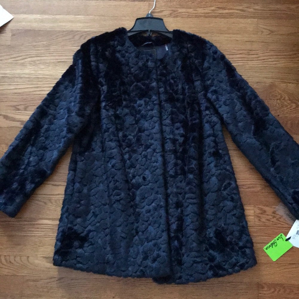 Sam Edelman Small Navy Blue Faux Fur Coat